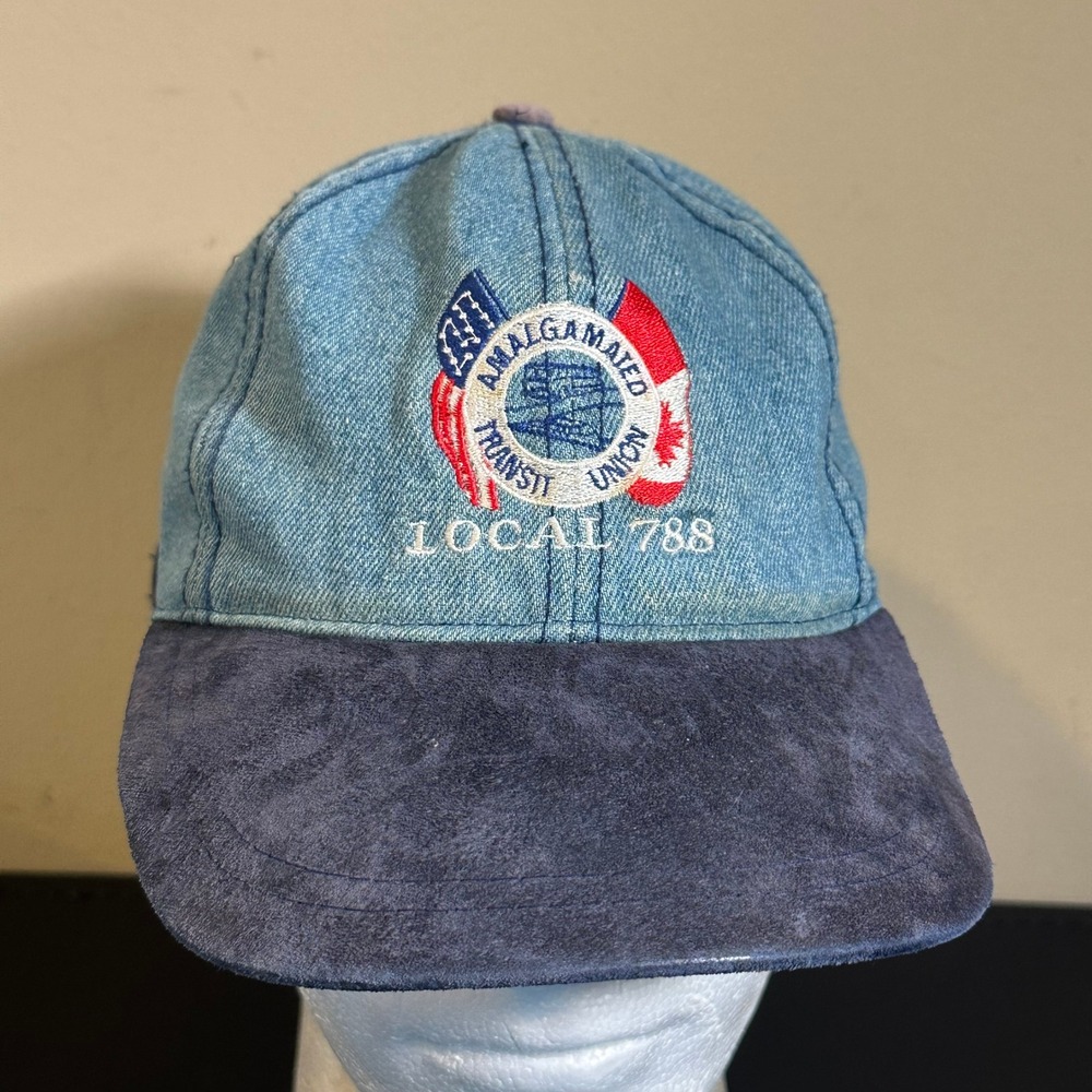 Vintage Luna Pier Amalgamated Transit Union Local 788 Denim Hat Blue Adjustable